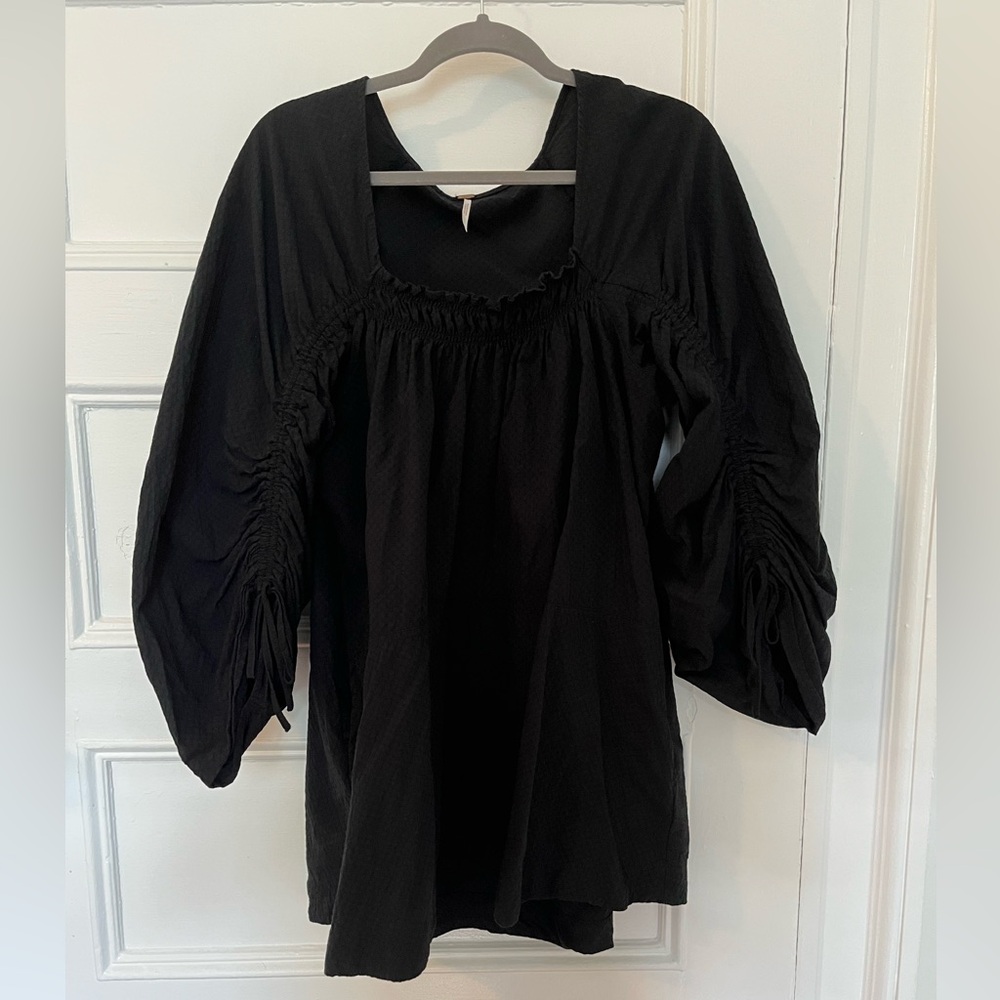 Free People Black Poplin Shift Mini Dress